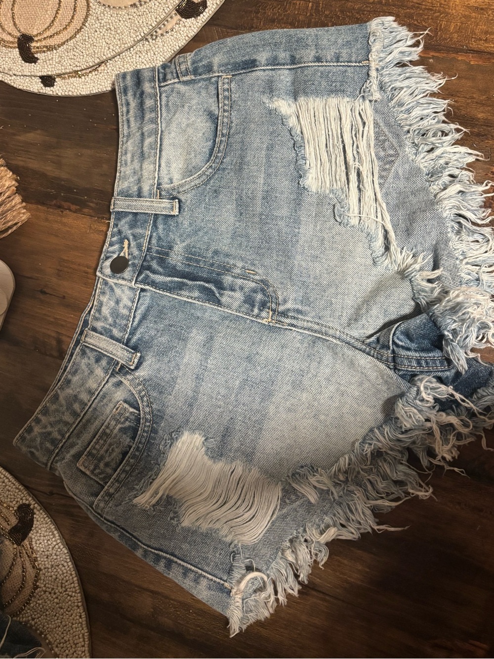 Fashion Nova Light Blue Distressed Jean shorts